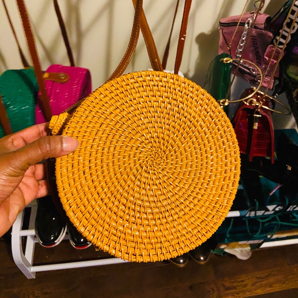 Straw basket round bag